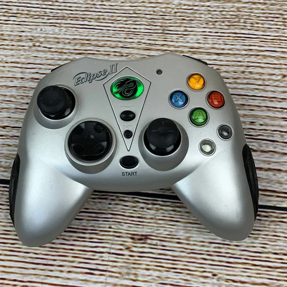 Set of 2 Eclipse III Wireless Controllers Silver & Black Xbox w/ Receiver Tested
